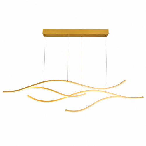 Złota Lampa Wisząca LED Liniowa Nad Stół Wyspę Fale 120 cm 60W Glamour