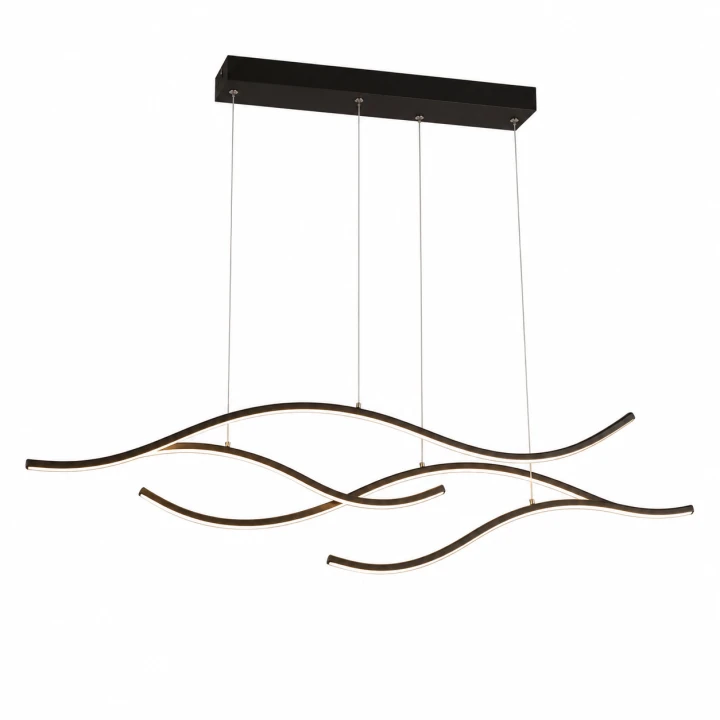 Czarna Lampa Wisząca LED Liniowa Nad Stół Wyspę Fale 120 cm 60W Glamour