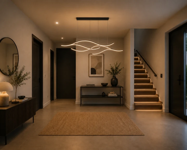Czarna Lampa Wisząca LED Liniowa Nad Stół Wyspę Fale 120 cm 60W Glamour