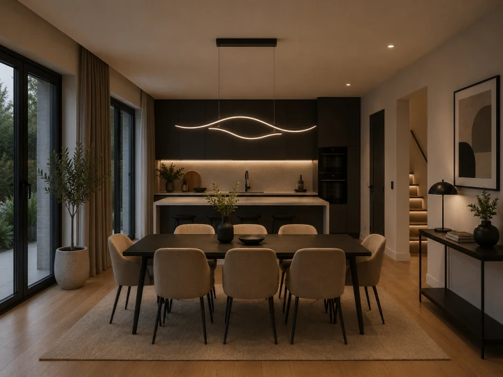 Czarna Lampa Wisząca LED Liniowa Nad Stół Wyspę Podwójna Fala 100 cm 30W