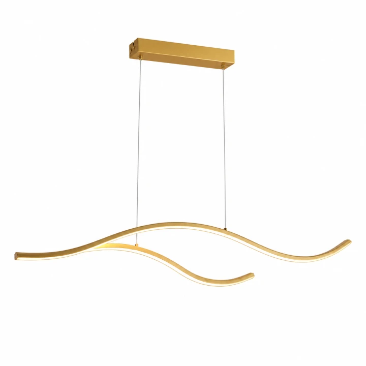 Złota Lampa Wisząca LED Liniowa Nad Stół Wyspę Podwójna Fala 100 cm 30W
