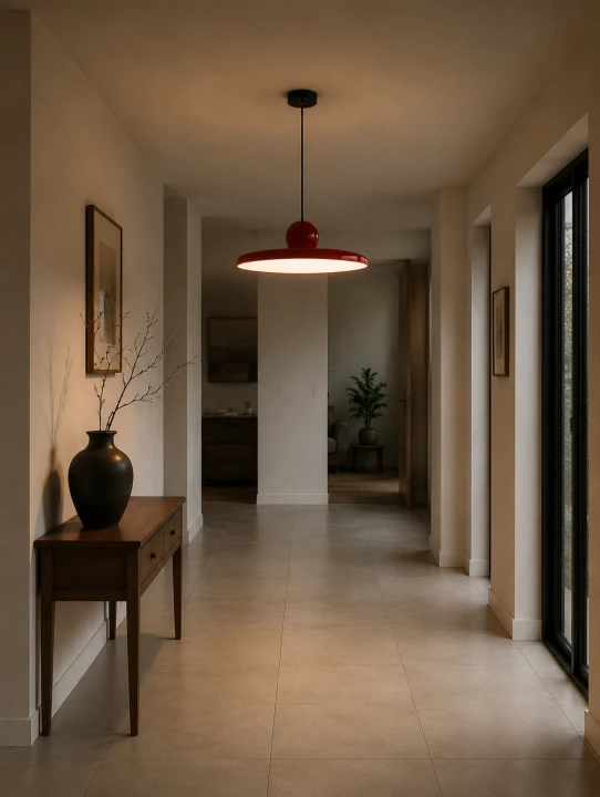 Designerska Lampa Wisząca LED Żyrandol UFO Talerz Czerwony 30 CM