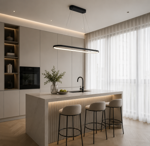 Lampa Wisząca LED Oval Line Slim Owalna Elipsa Nad Stół i Wyspę