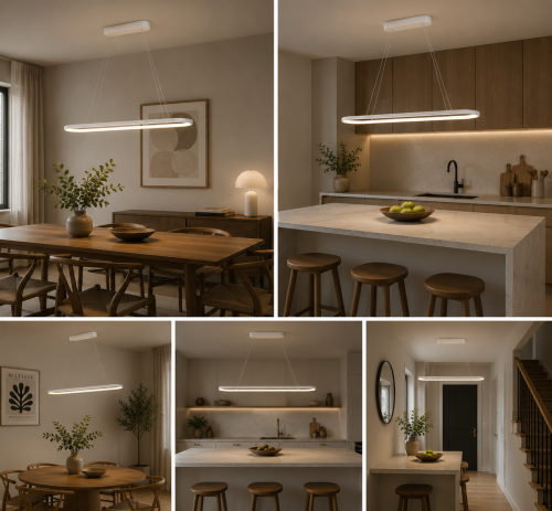 6204aLampa Wisząca LED Oval Line Slim Owalna Elipsa Nad Stół i Wyspę