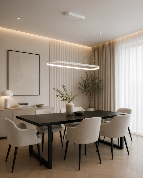 Lampa Wisząca LED Oval Line Slim Owalna Elipsa Nad Stół i Wyspę