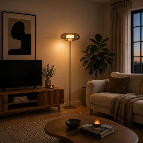 Lampa Podłogowa AMBER GLOW Gold Designerska Lampa Stojąca Premium 167 cm