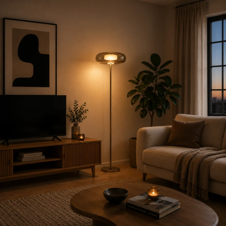 Lampa Podłogowa AMBER GLOW Gold Designerska Lampa Stojąca Premium 167 cm