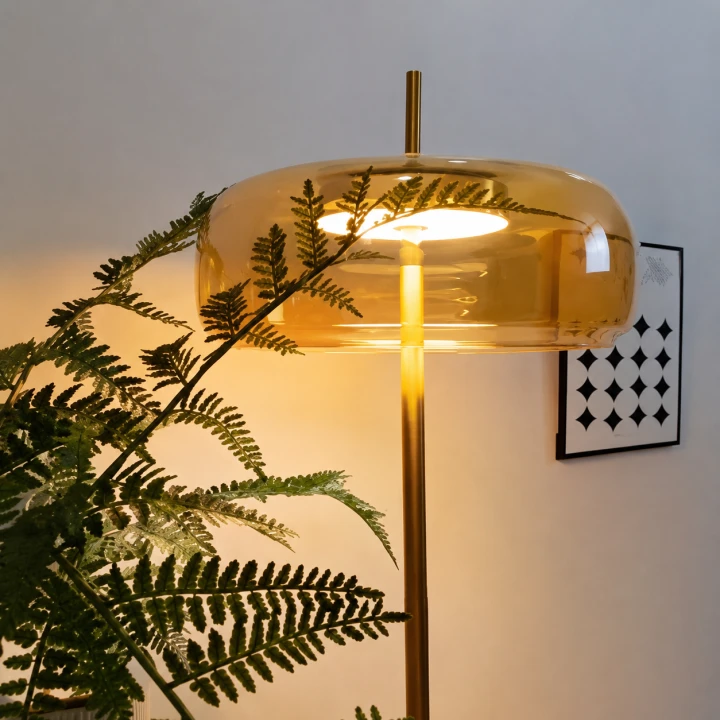 Lampa Podłogowa AMBER GLOW Gold Designerska Lampa Stojąca Premium 167 cm