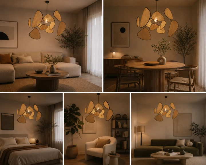 Lampa wisząca Boho Savanna z plecionym abażurem 70 cm