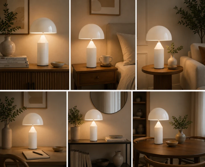 Lampa stołowa Aurelia White Modern Glamour Biała