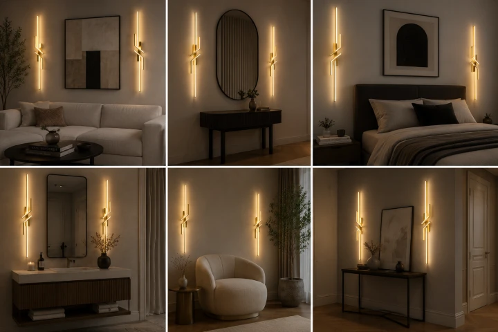 Zestaw kinkietów ściennych Lampa LED Linea Noir złoty
