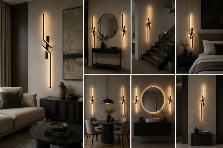 Zestaw kinkietów ściennych Lampa LED Linea Noir czarny