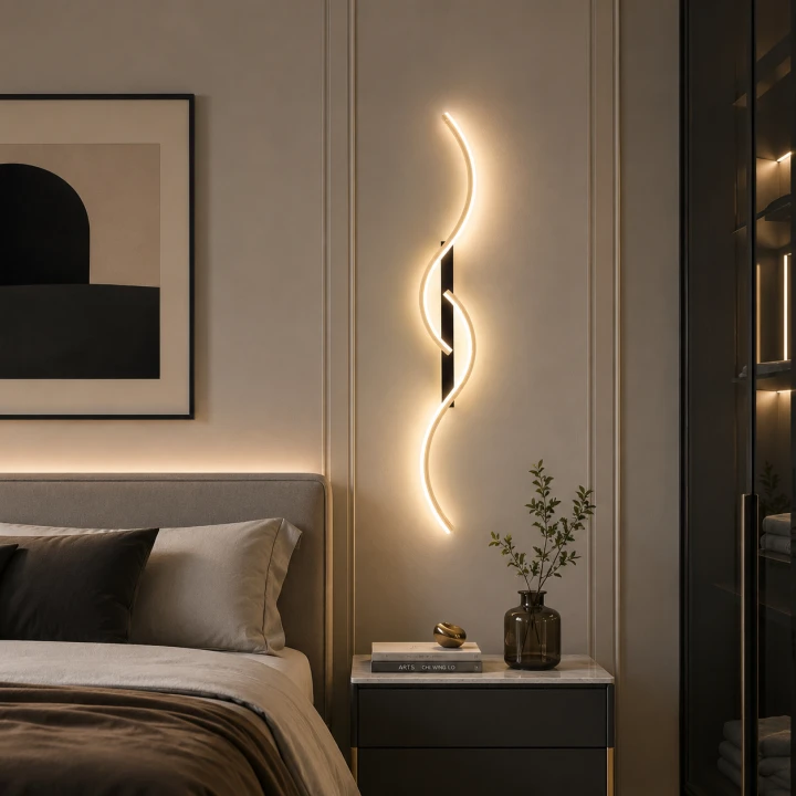 Kinkiet Ścienny Oświetlenie LED Luxora Wave Czarno-Złoty