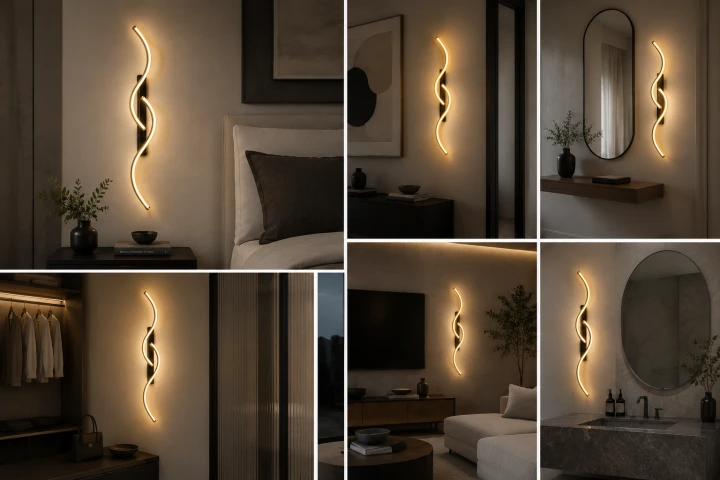 Kinkiet Ścienny Oświetlenie LED Luxora Wave Czarno-Złoty