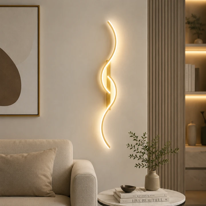 Kinkiet ścienny oświetlenie LED Luxora Wave złoty