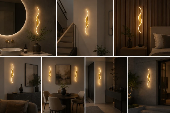Kinkiet ścienny oświetlenie LED Luxora Wave złoty