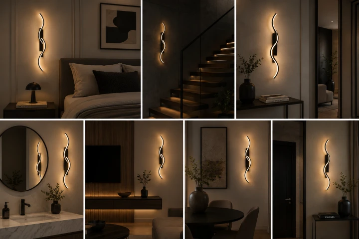 Kinkiet ścienny oświetlenie LED Luxora Wave czarny